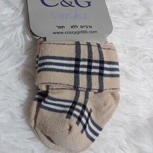 🛍C & G Plaid Print Baby Socks- Size 6-12 Months